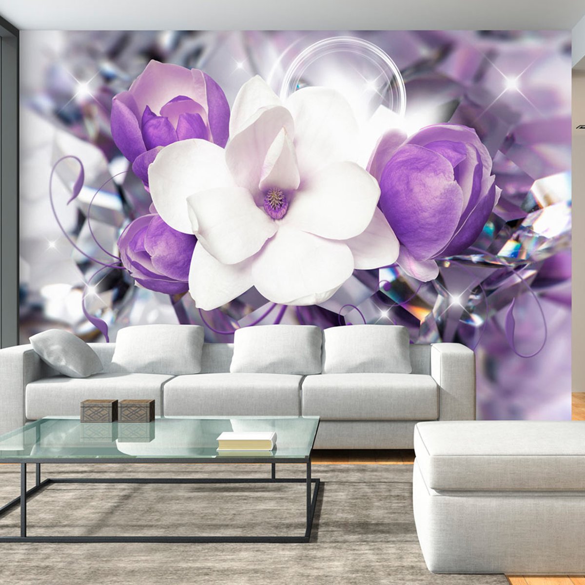 Papier peint intissé panoramique Fleurs Purple Empress violet, EDEN