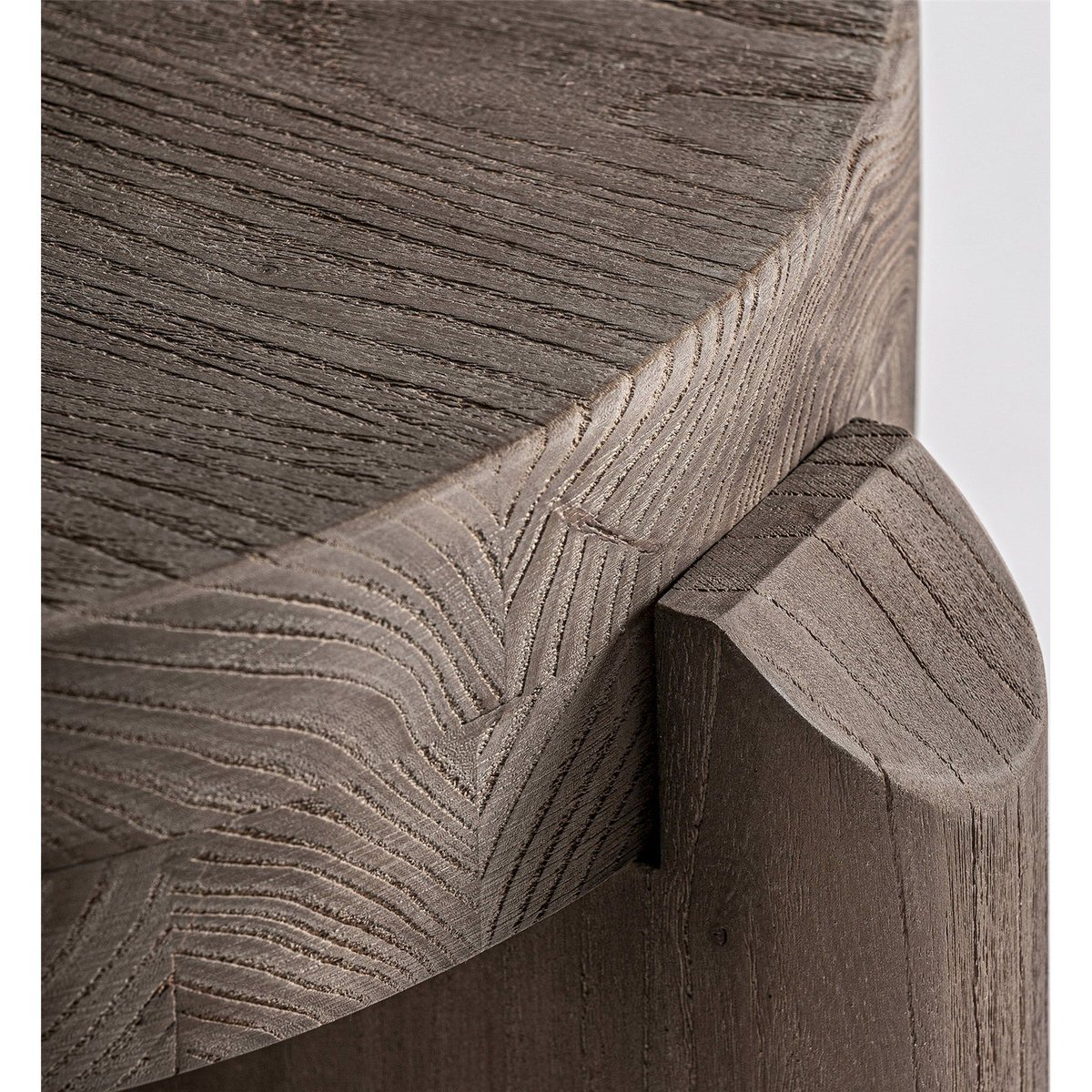 Tabouret jacquard en bois d'orme marron bois translucide, RECOLLECTION