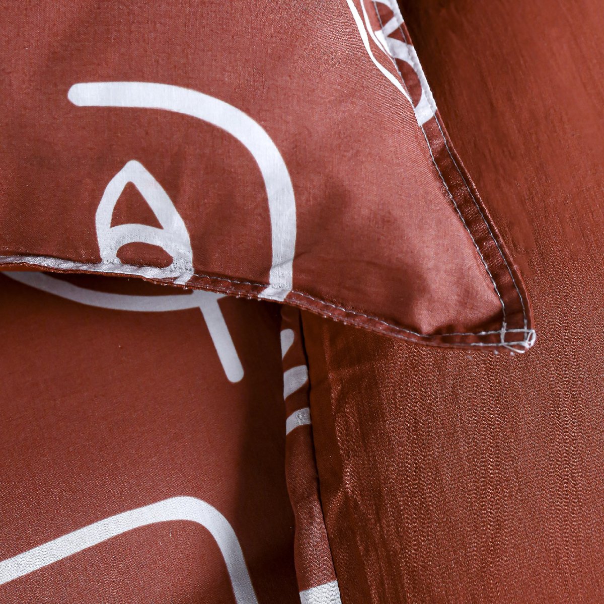 Parure de lit coton 2 personnes imprimé graphique SUNSHINE rouge, TODAY