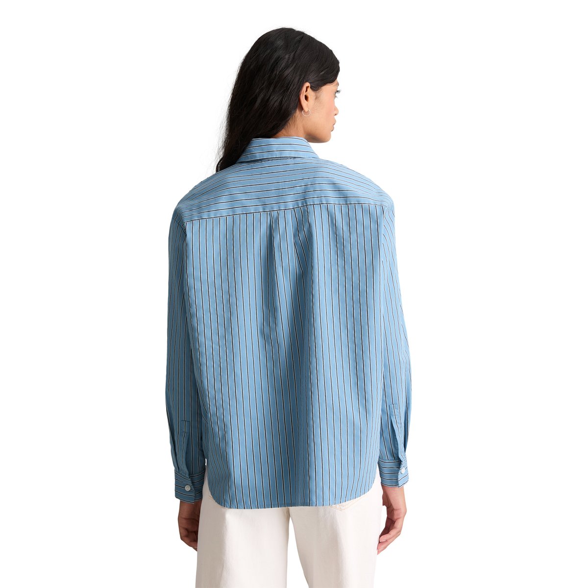 Blouse à rayures regular en mélange Organic Cotton Lyocell bleu clair, MARC O’POLO DENIM