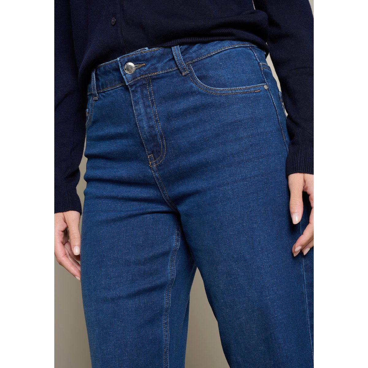 Jean taille haute coupe large dark blue, LOLALIZA