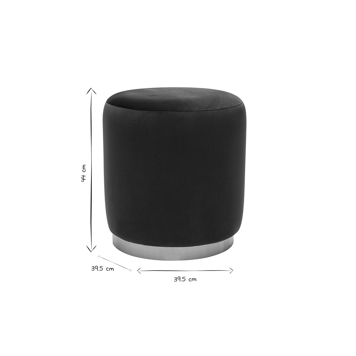 Pouf rond en velours rouge tomette et métal doré D40 cm AMAYA bleu pétrole, MILIBOO