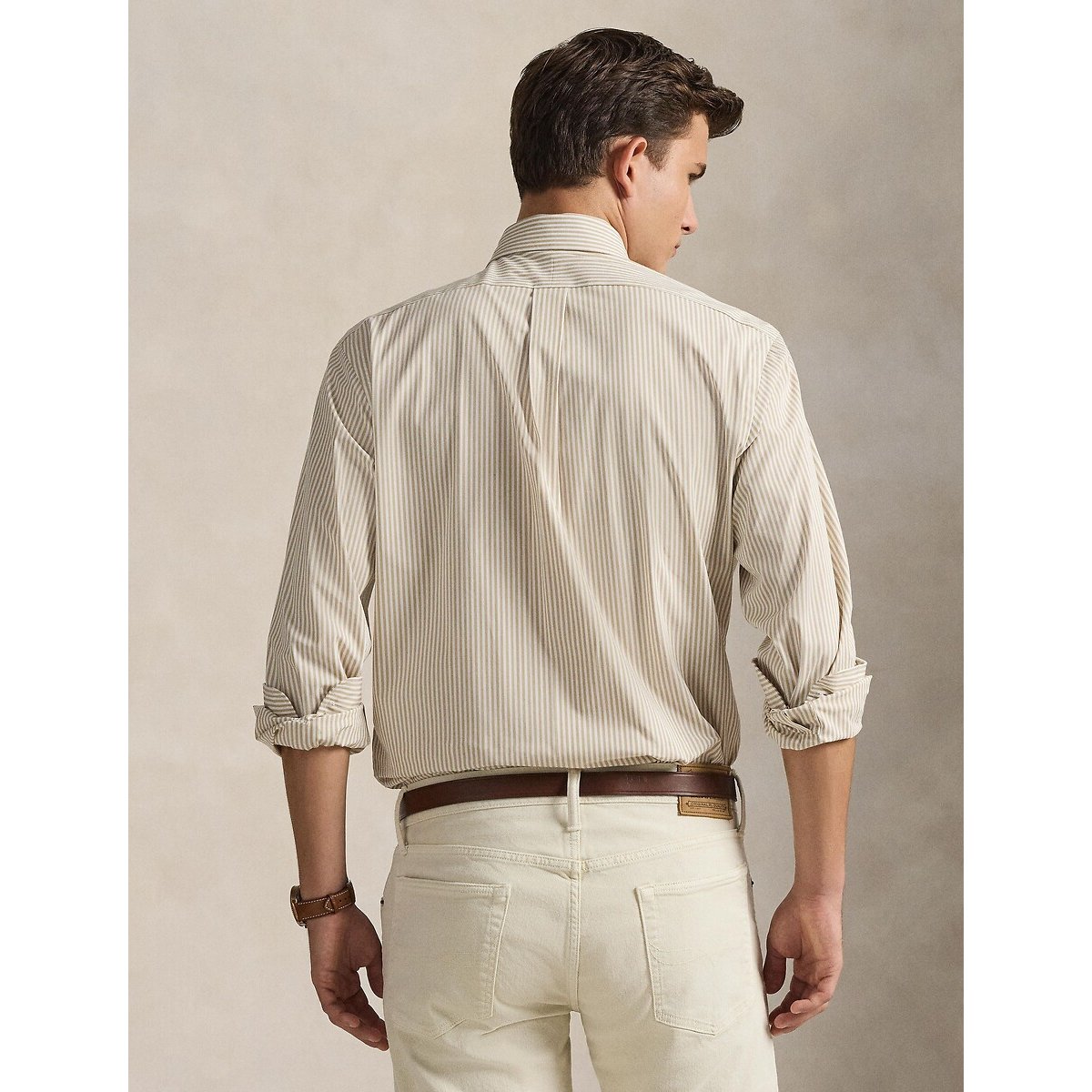 Chemise rayée Slim Fit popeline stretch beige/blanc, POLO RALPH LAUREN