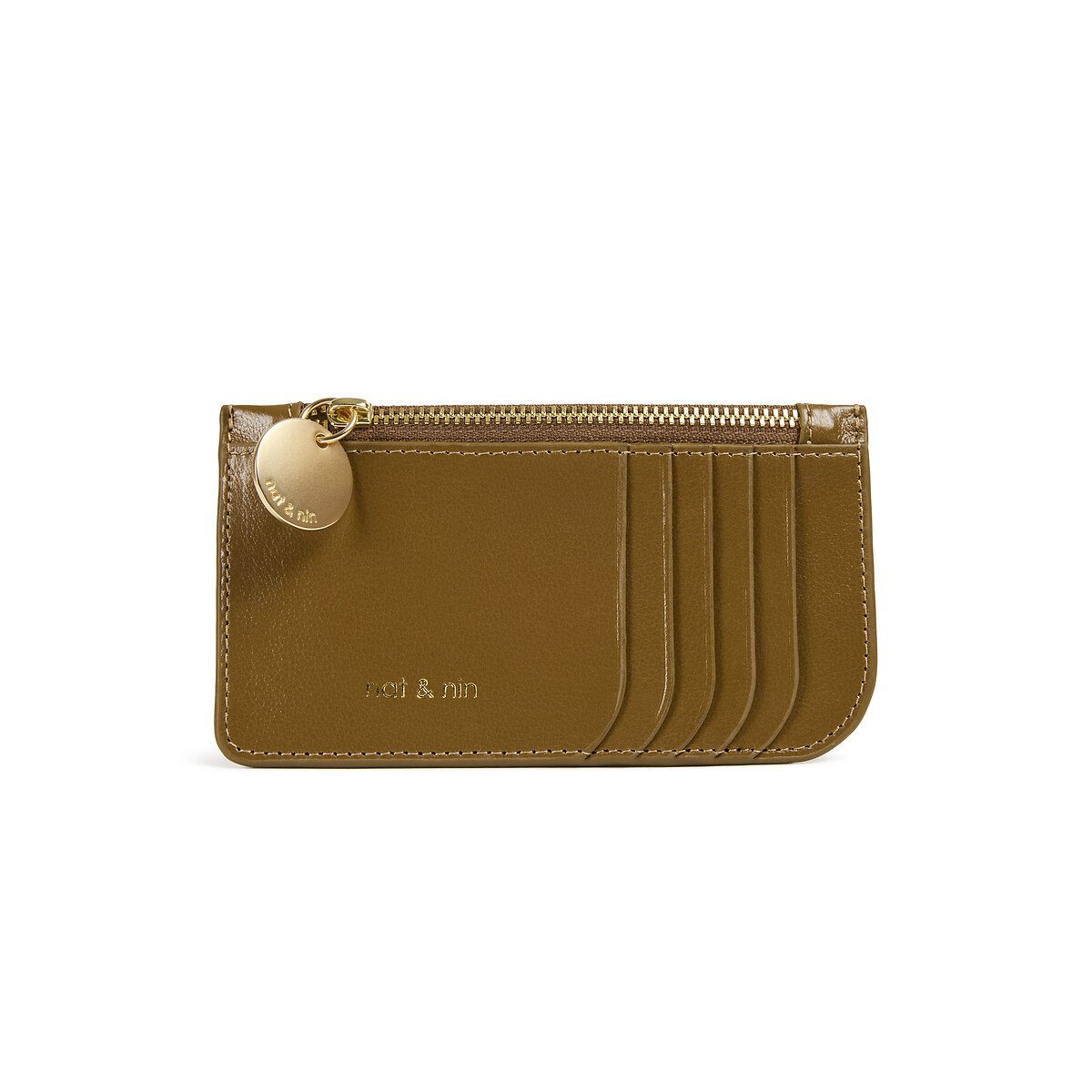 Porte-monnaie, porte-cartes cuir ALIX tabac, NAT & NIN