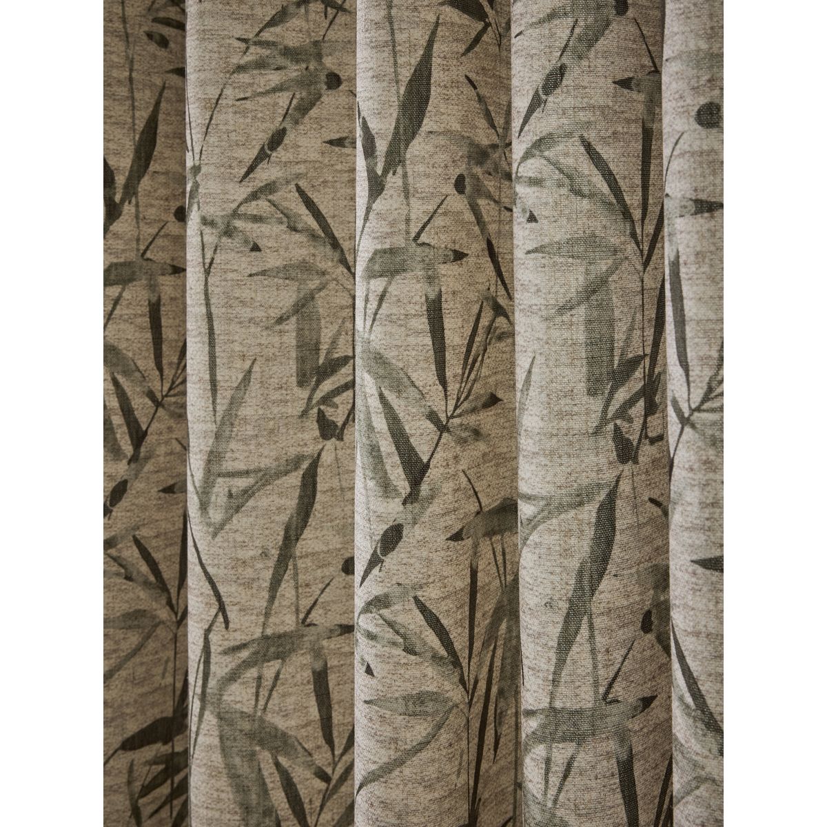 Rideaux doublés à œillets et feuilles naturel/vert olive, NEXT