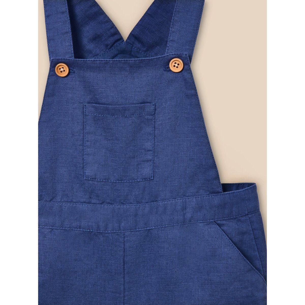 Salopette courte  lin et coton bleu jeans, CYRILLUS