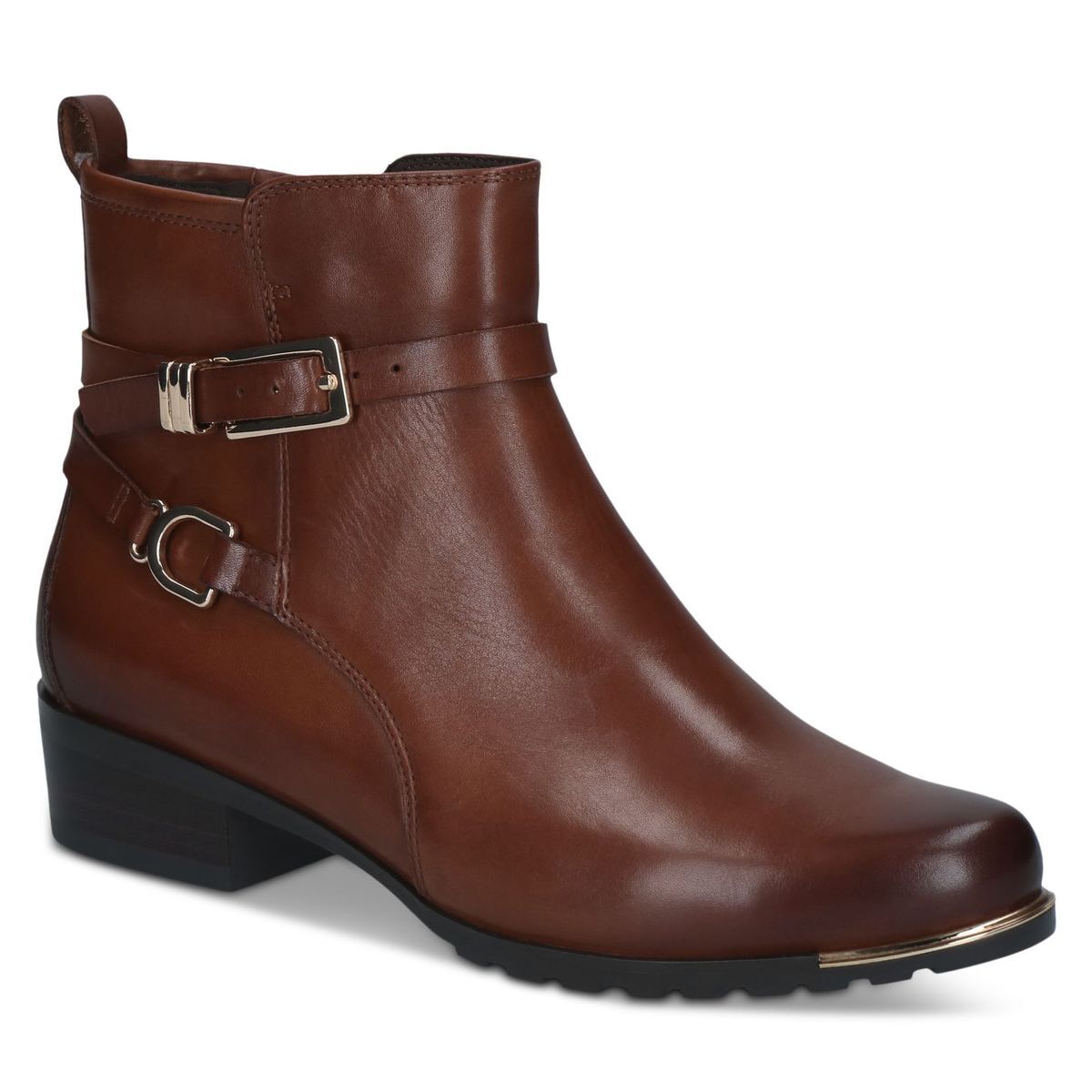 Bottine en cuir marron mocca combiné, CAPRICE