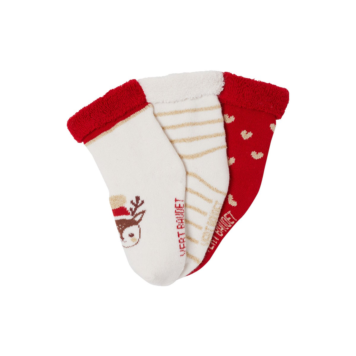 Lot de 3 chaussettes noël écru, VERTBAUDET