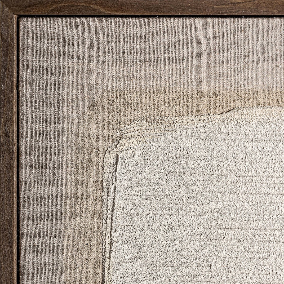 Tableau abstrait contemporain sur toile beige clair naturel et blanc cassé, RECOLLECTION