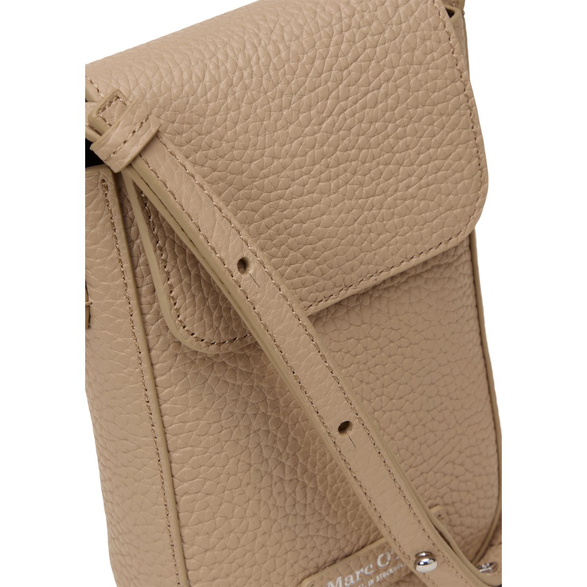 Étui pour smartphone en cuir de vache grainé marron, MARC O'POLO