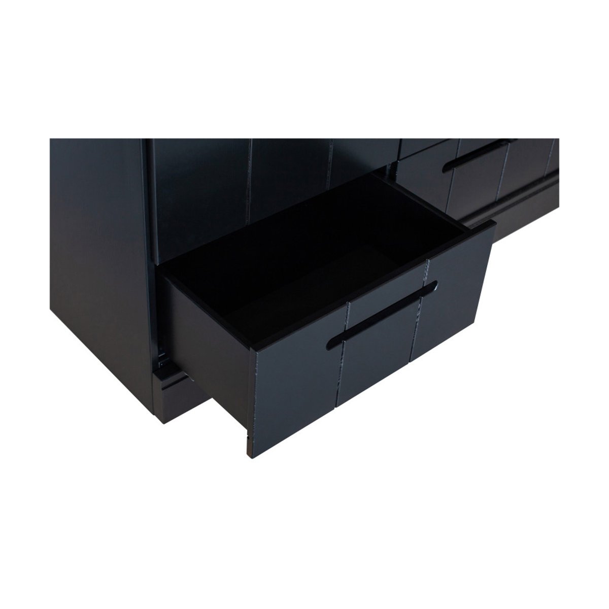 Armoire 3 portes avec tiroir en pin CONNECT noir, WOOOD