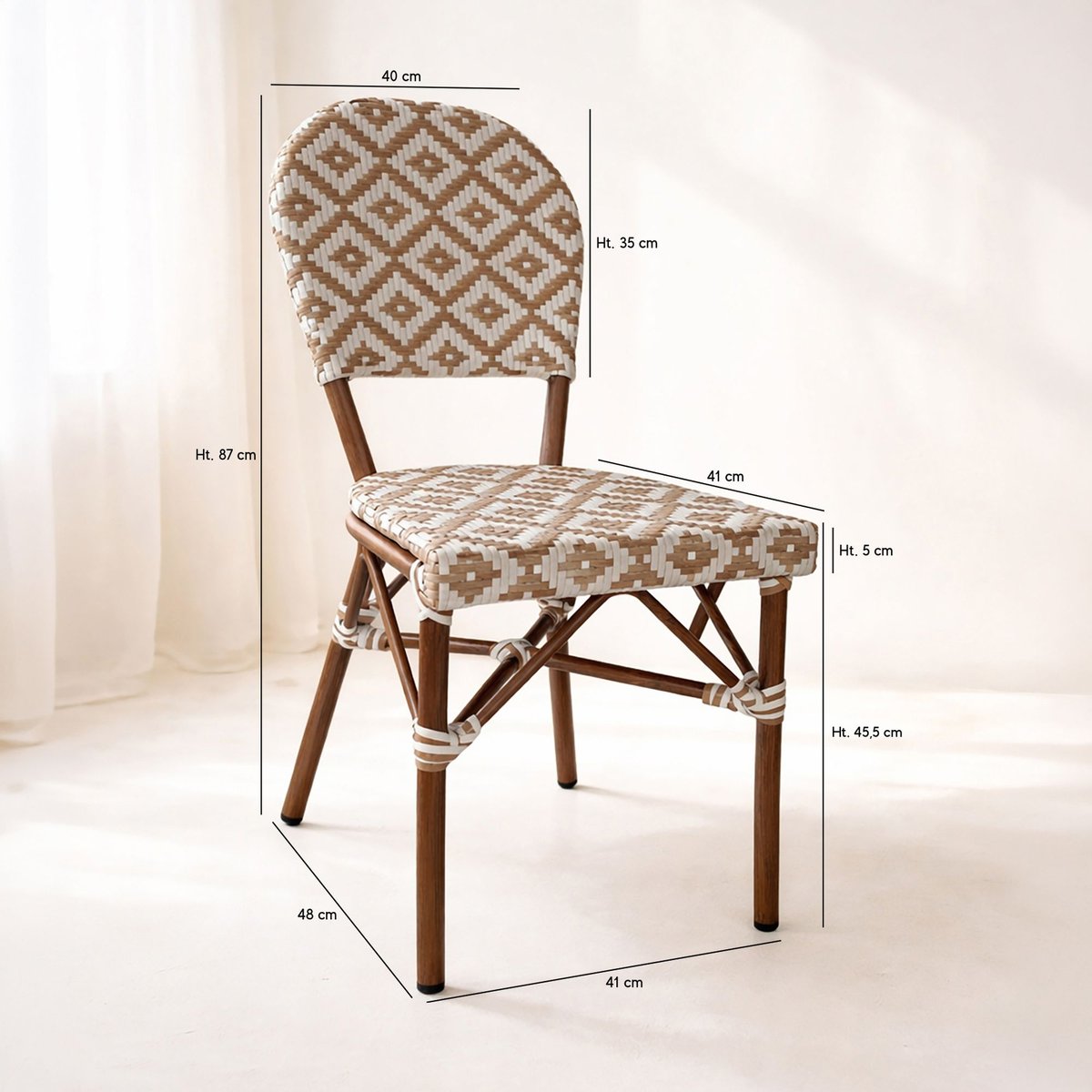 Lot de 2 chaises de table effet rotin naturel, SCALA beige, NOW'S HOME