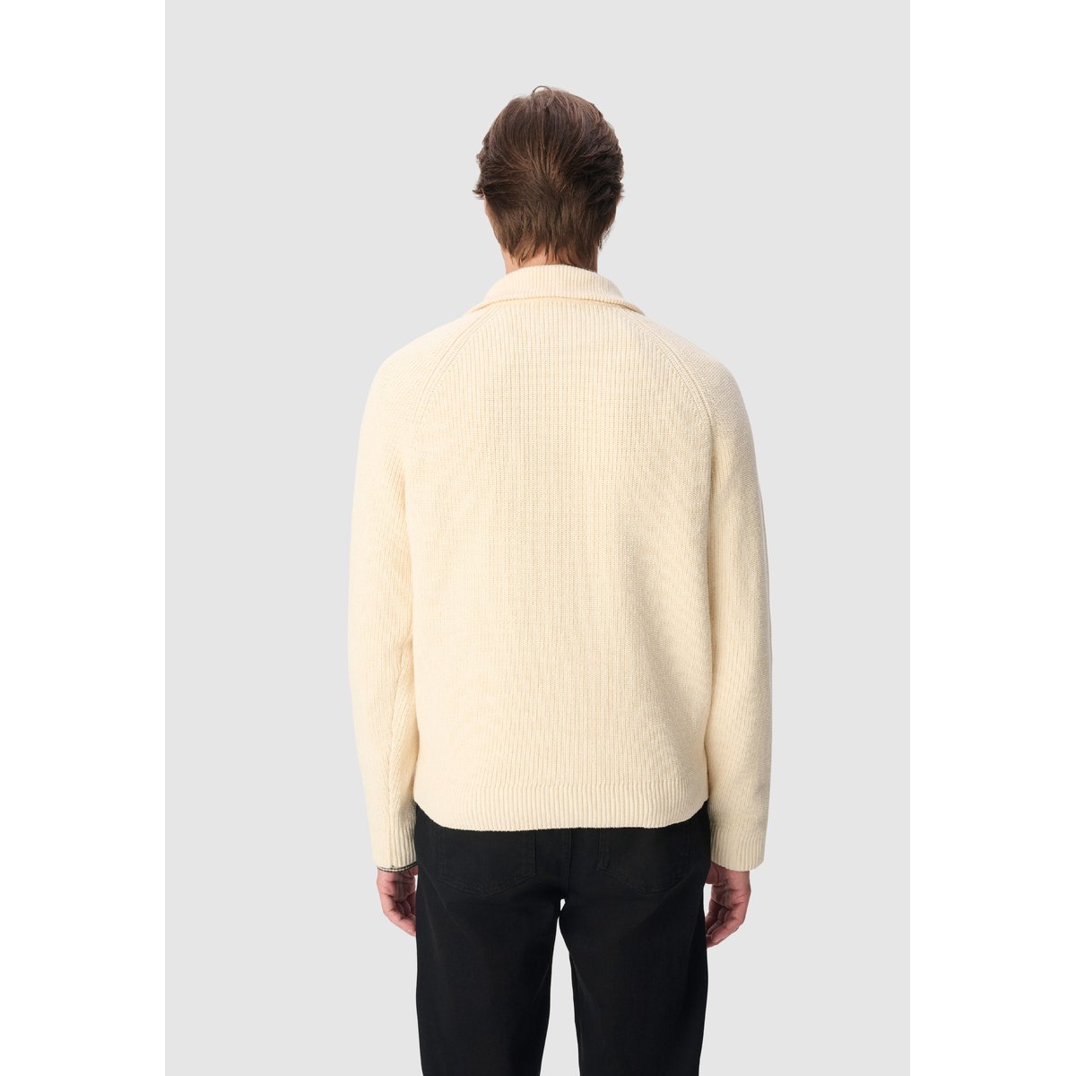 Pull tricot côtelé patte zippée cachée ecru, IKKS