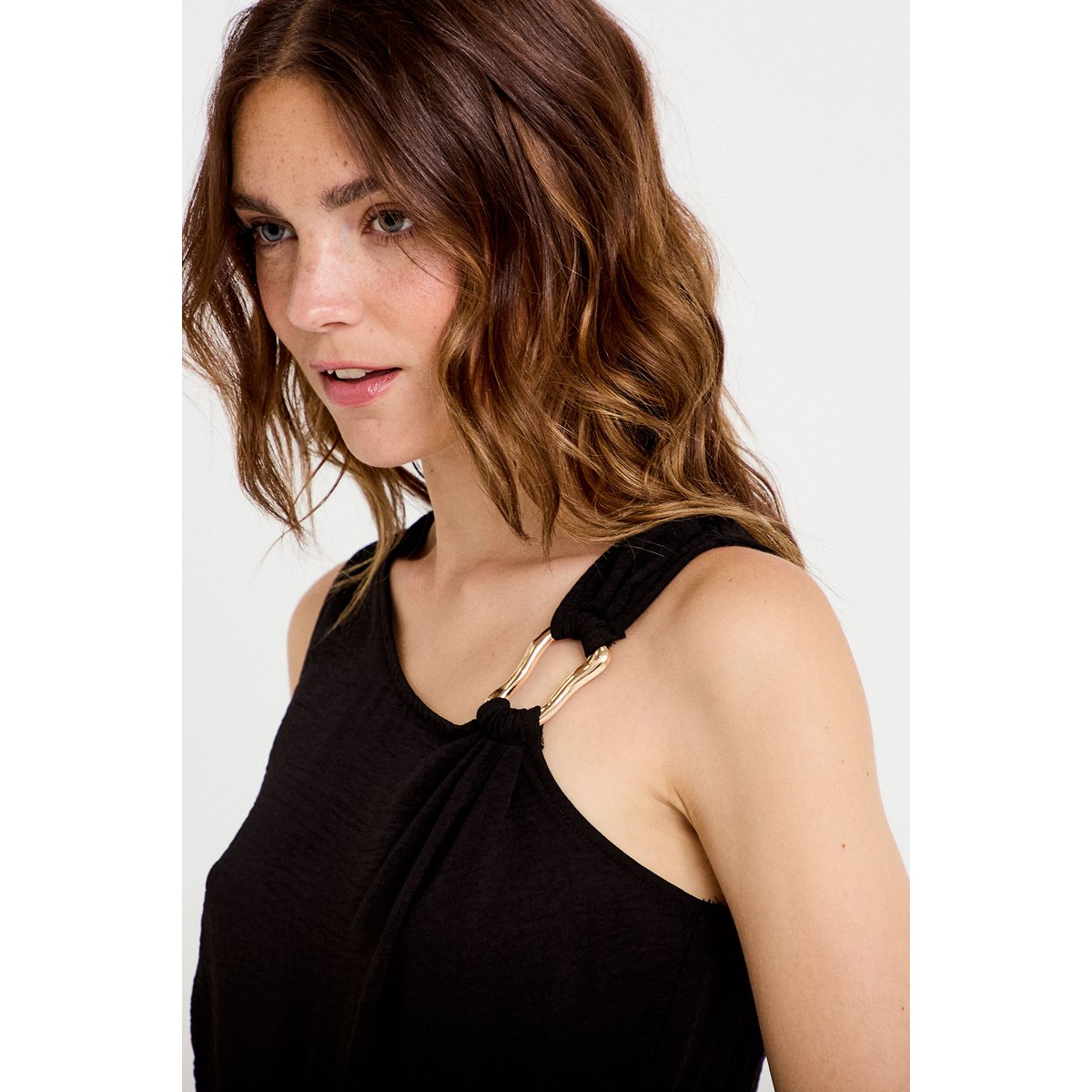 Combinaison large sans manches col rond noir, CACHE CACHE