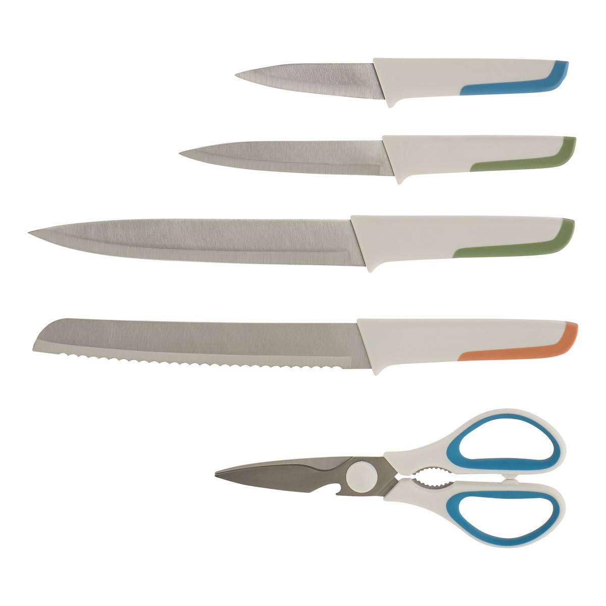 Bloc de 5 couteaux avec paire de ciseaux COLORS beige, 5FIVE SIMPLY SMART