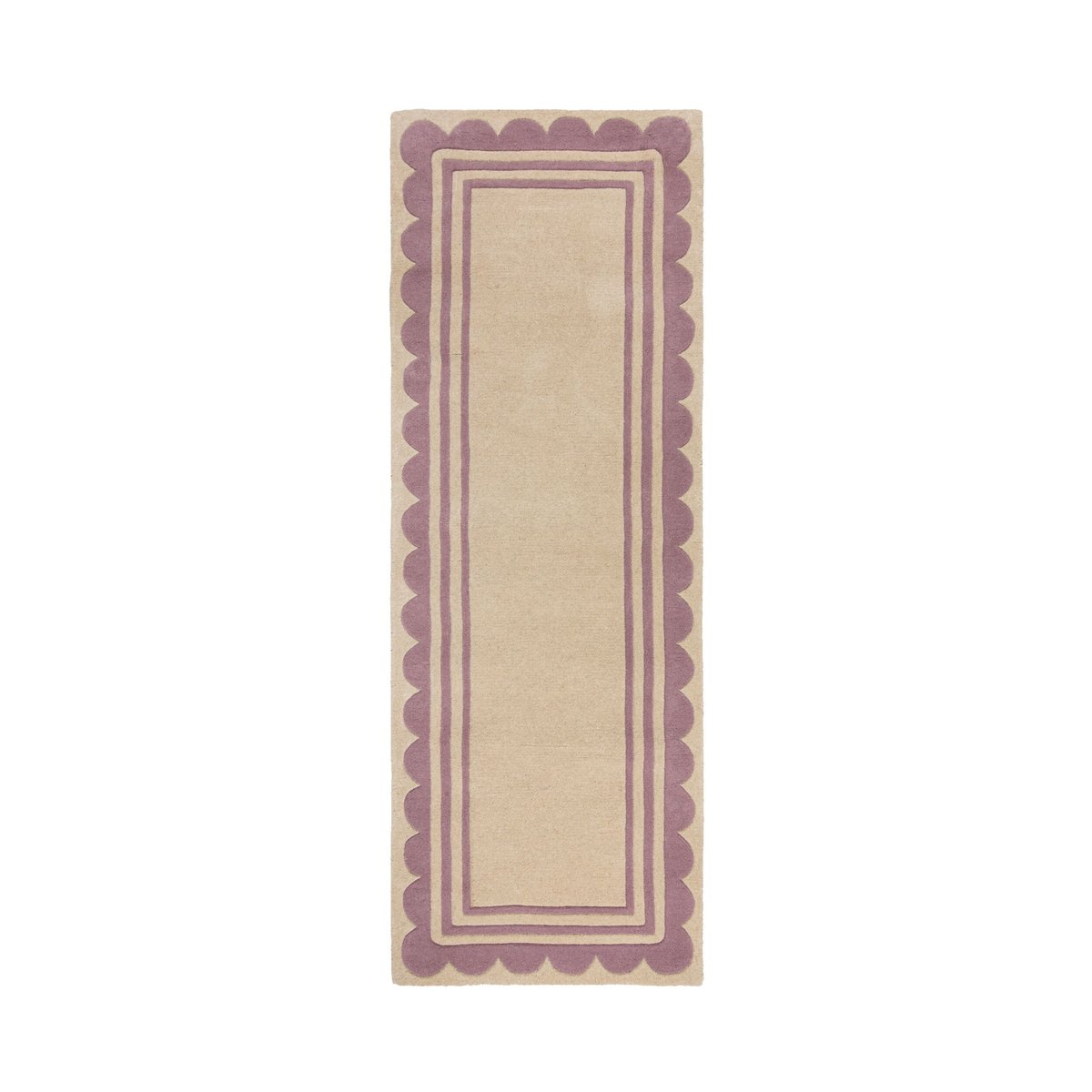 Tapis de couloir en laine à bordure festonné LOIS violet, FLAIR RUGS