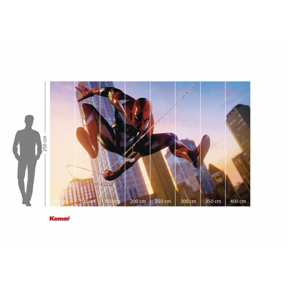 Papier peint Komar - Marvel Spider-Man Huge Jump - 400 x 250 cm bleu, HEXOA