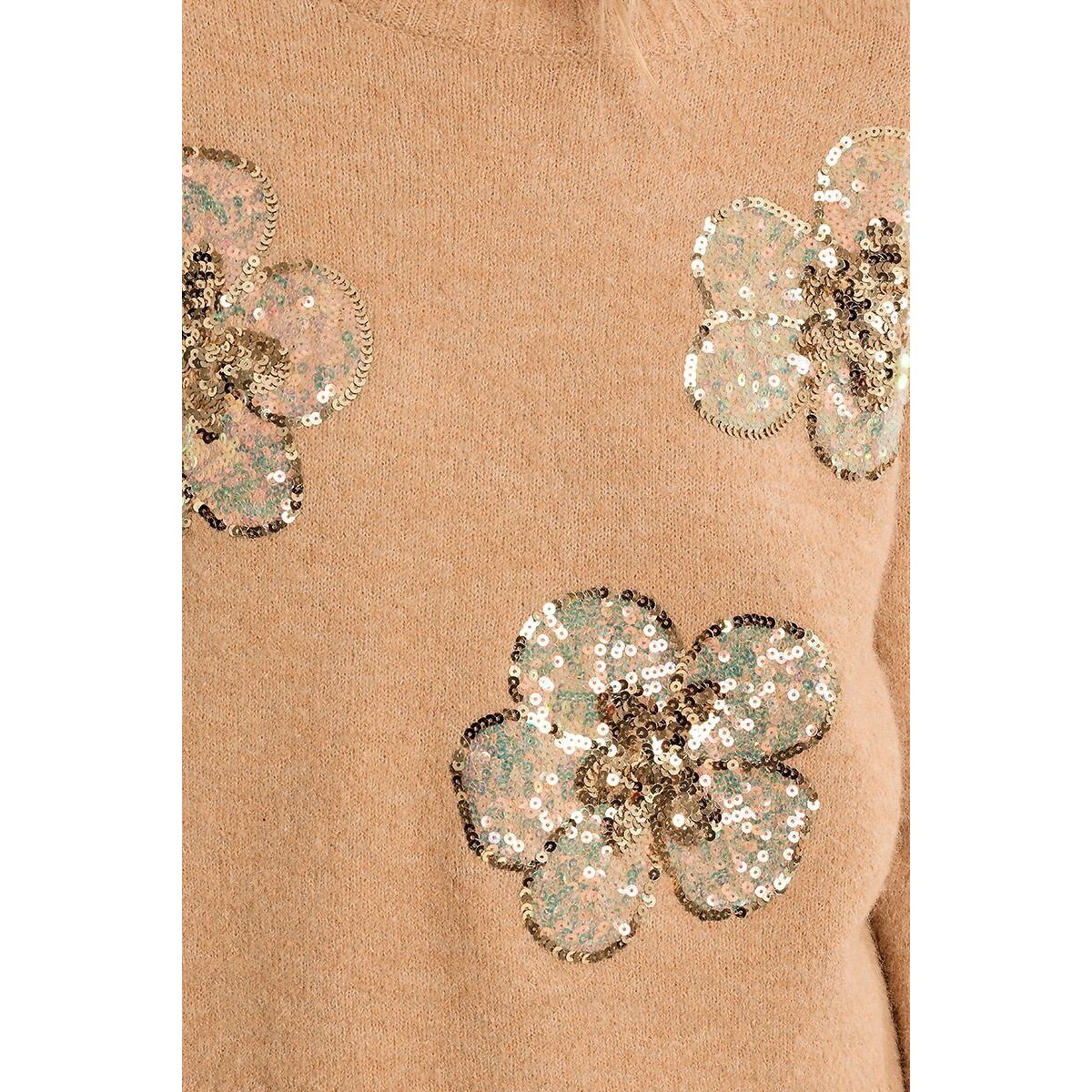 Trui met ronde hals en zecchinomotieven beige   , MOLLY BRACKEN