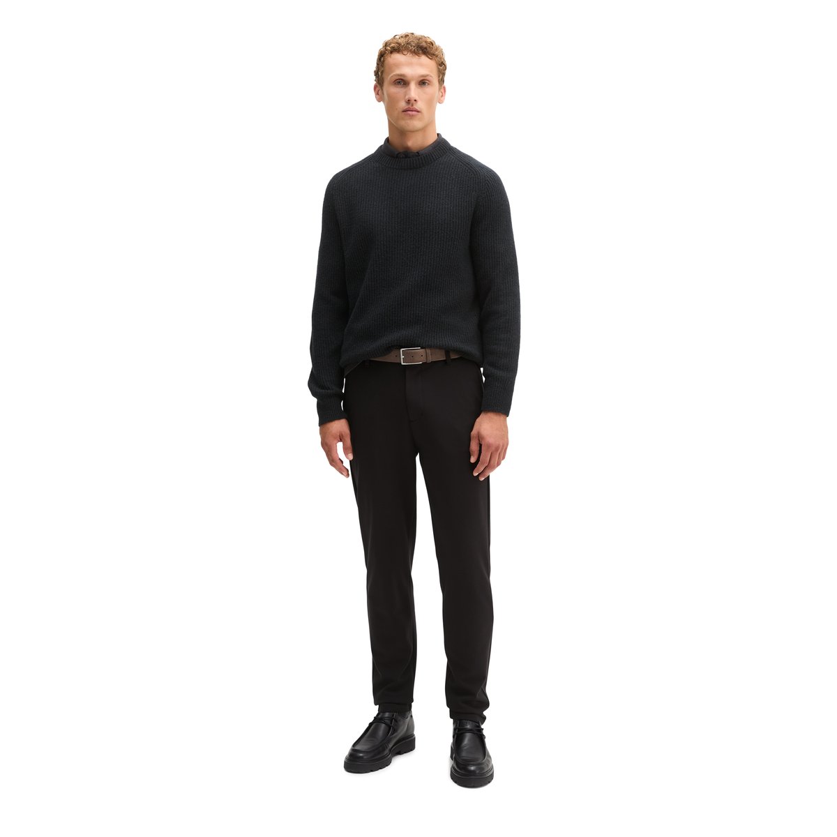 Pull coupe classique en mélange de laine vierge douce noir, MARC O'POLO