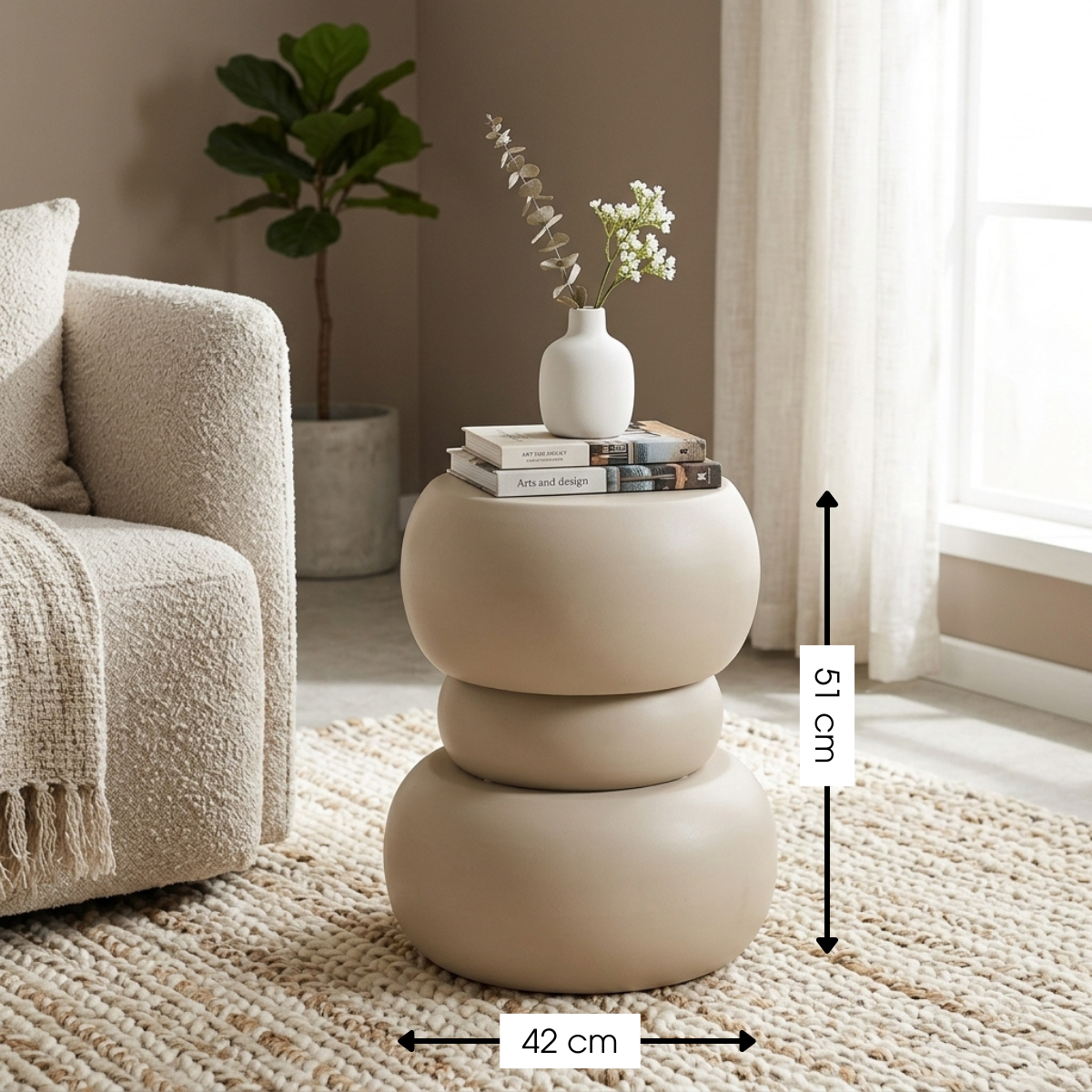 Table d'appoint ZEA blanc cassé, MICA DECORATIONS