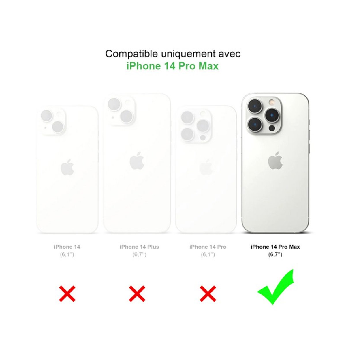 Coque Anti-choc compatible Magsafe pour iPhone 14 Pro Max Transparente + 2 protections écran et 2 protections objectif caméra transparent, EVETANE