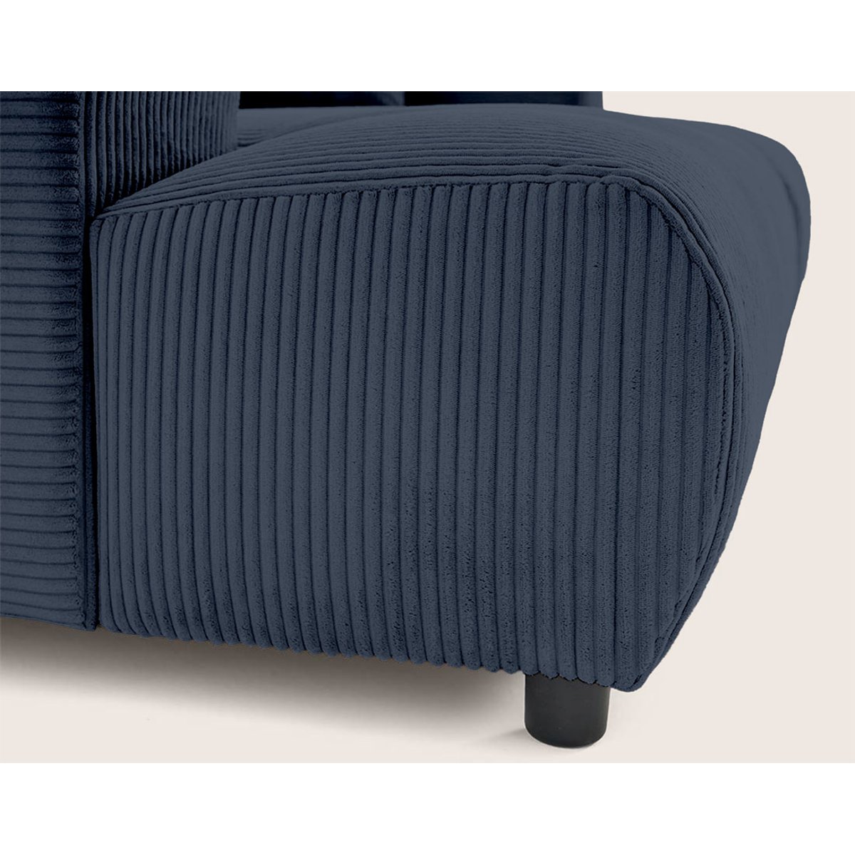 Canapé droit 4 places double méridienne, GARANCE bleu nuit, BEST MOBILIER