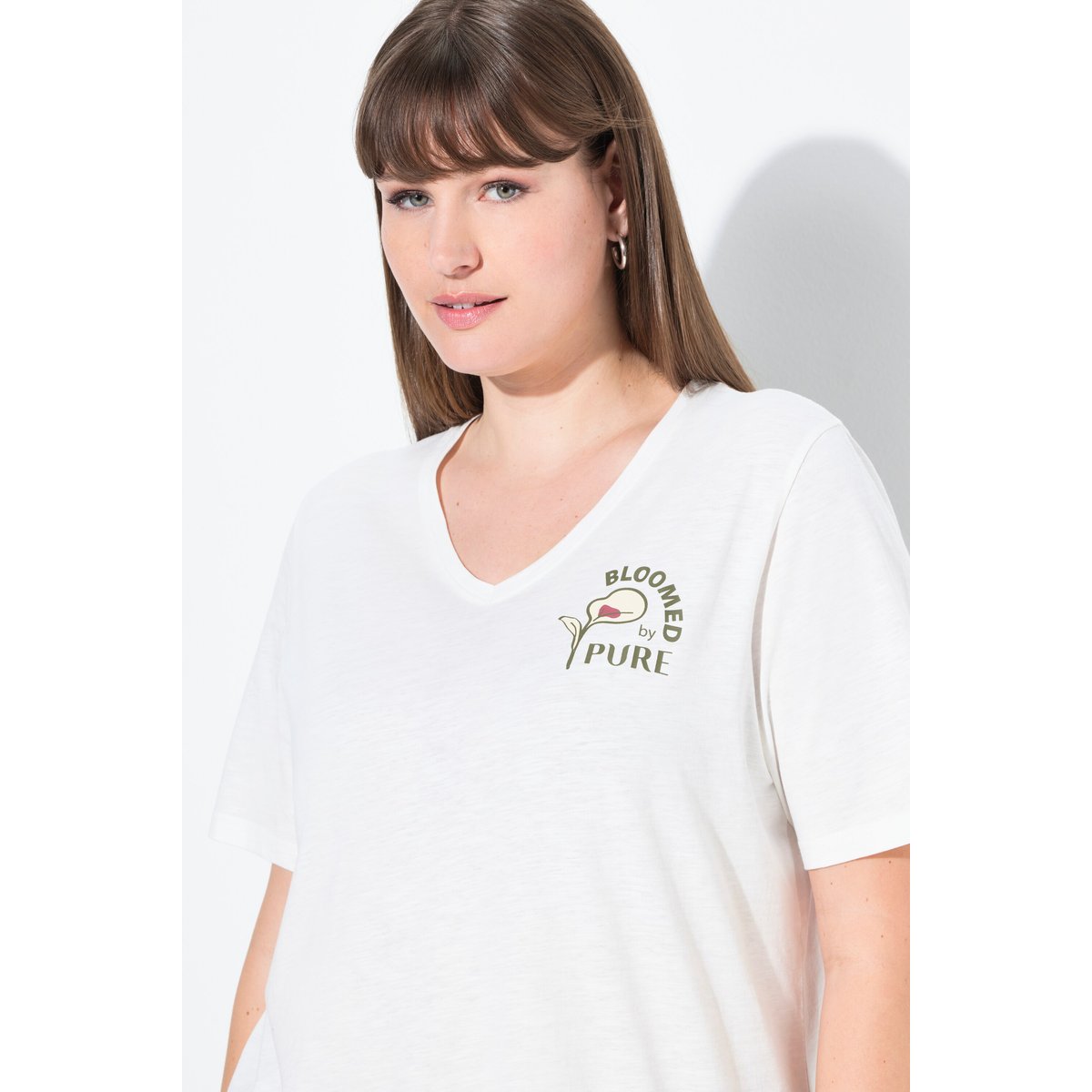 T-shirt en coton bio blanc cassé, ULLA POPKEN