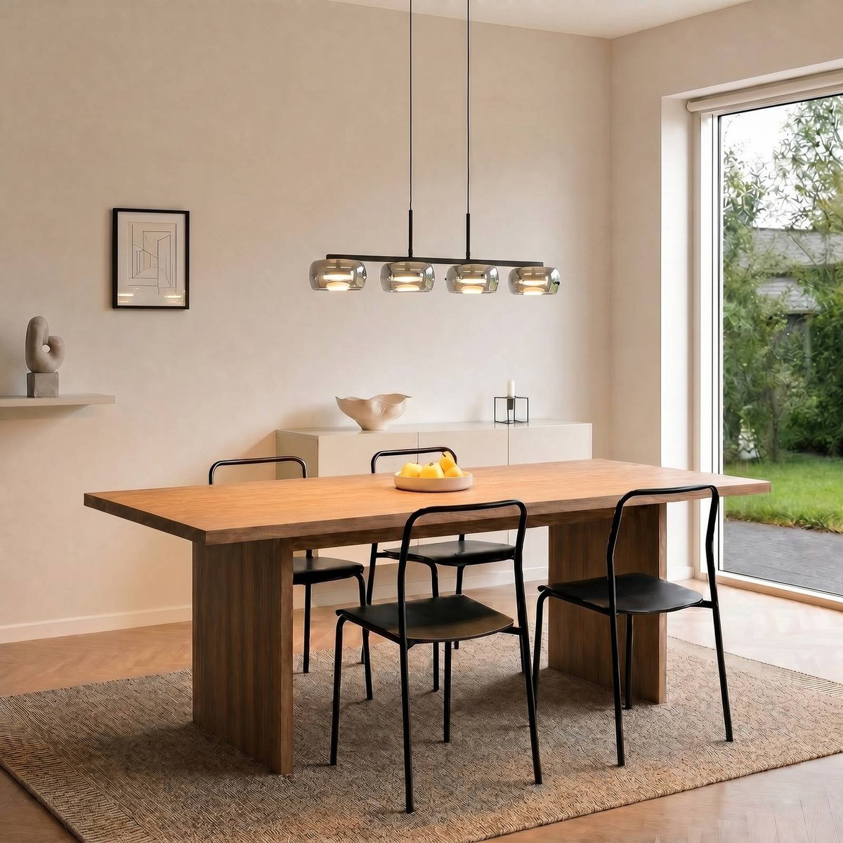 Suspension en verre moderneLED, Martis noir, gris fumé, LUCANDE