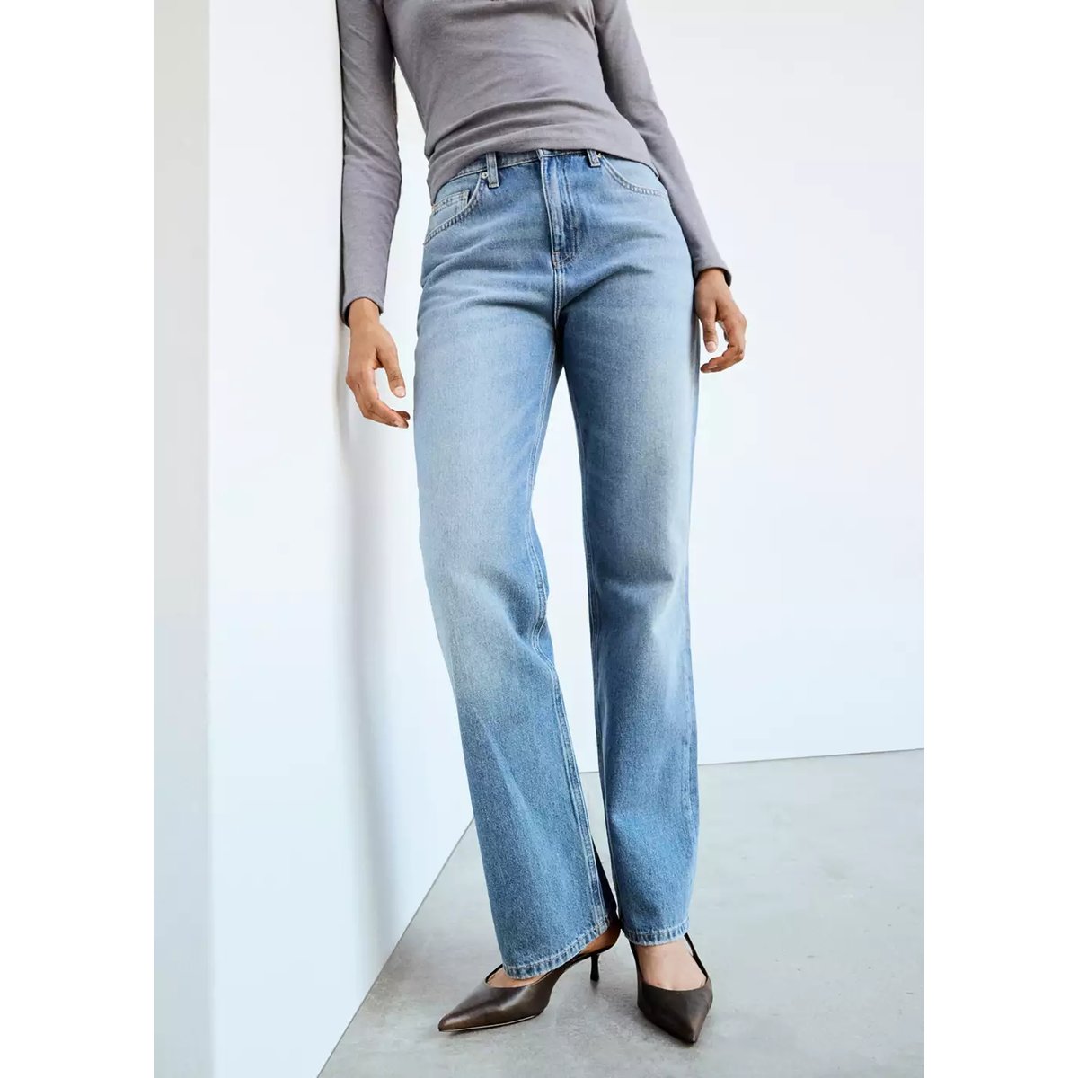 Jean Matilda droit taille haute bleu moyen, MANGO