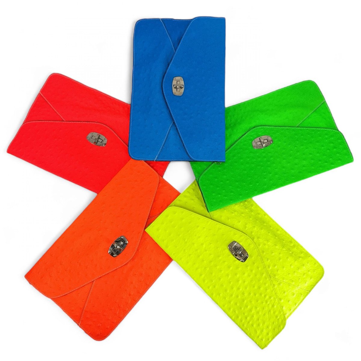 Sac pochette en cuir à motif IBIZA ROCKS rose fluo, OH MY BAG