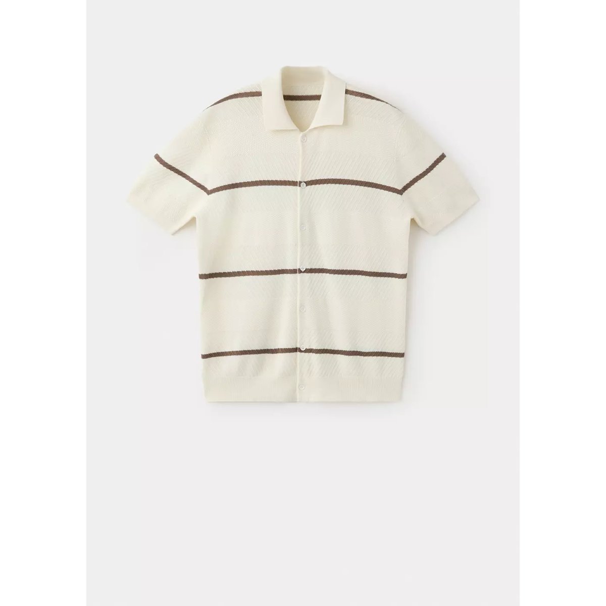 Chemise 100 % structure en maille blanc, MANGO MAN