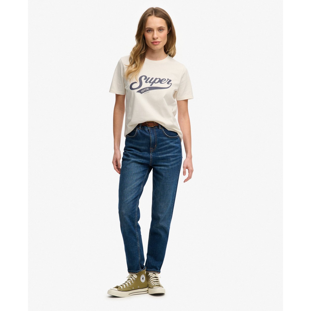 T-shirt Varsity Script crème, SUPERDRY