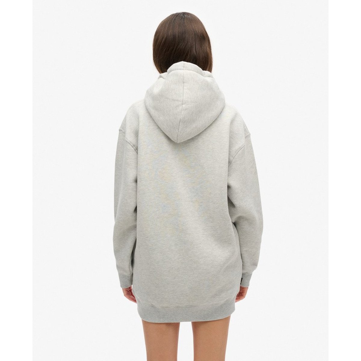 Robe à capuche et logo métallisé Luxe pierre ponce beige chiné, SUPERDRY