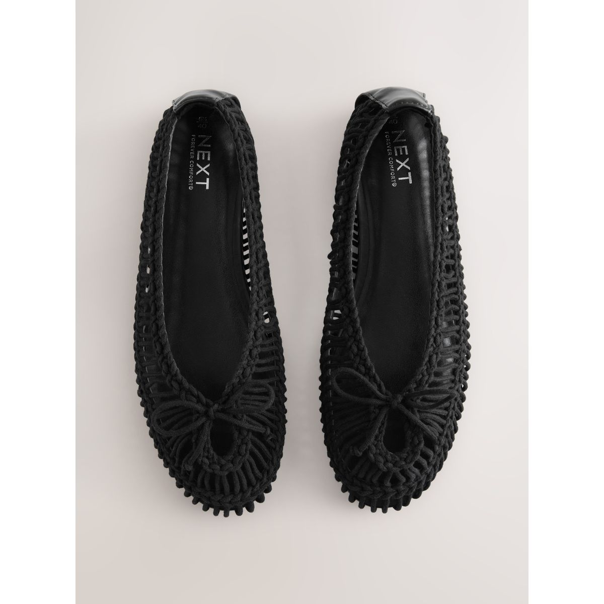 Ballerines bout rond corde forever comfort® noir, NEXT