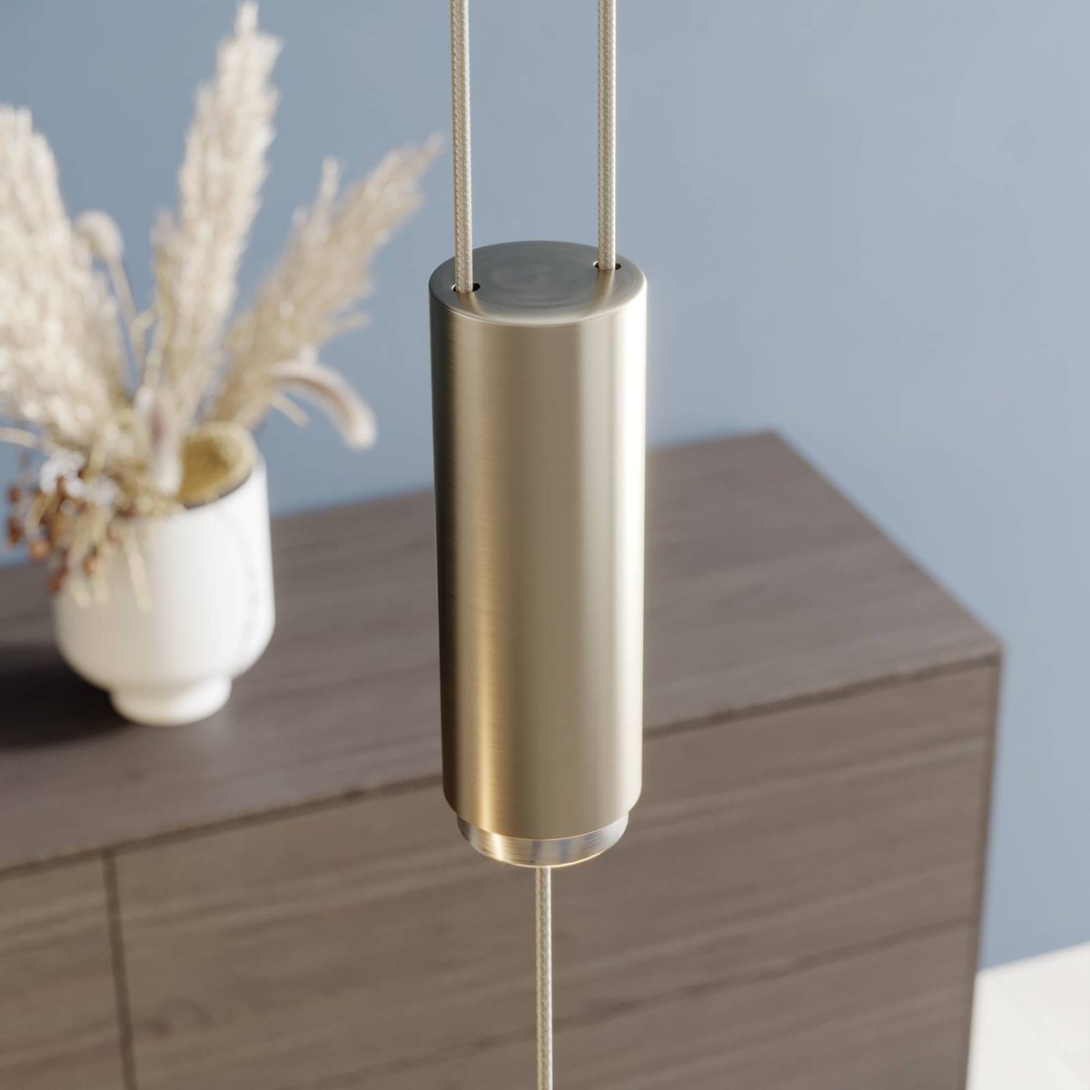 Suspension en aluminium design LED, Lian doré oxydé, nickel mat, LUCANDE