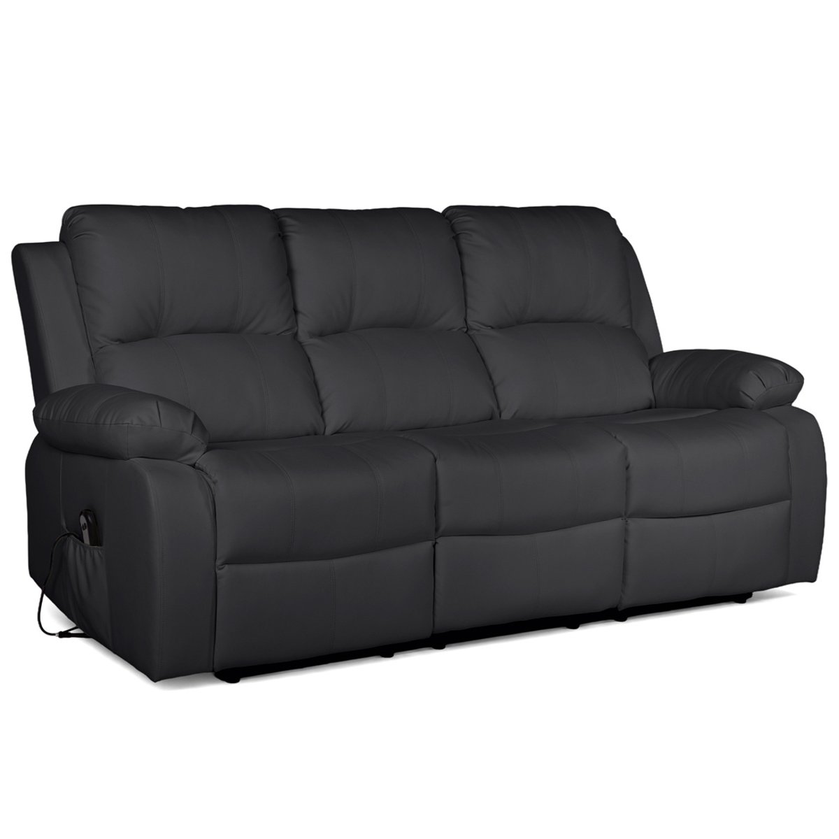 Canapé relax électrique en simili 3 places, ARMAND noir, BEST MOBILIER