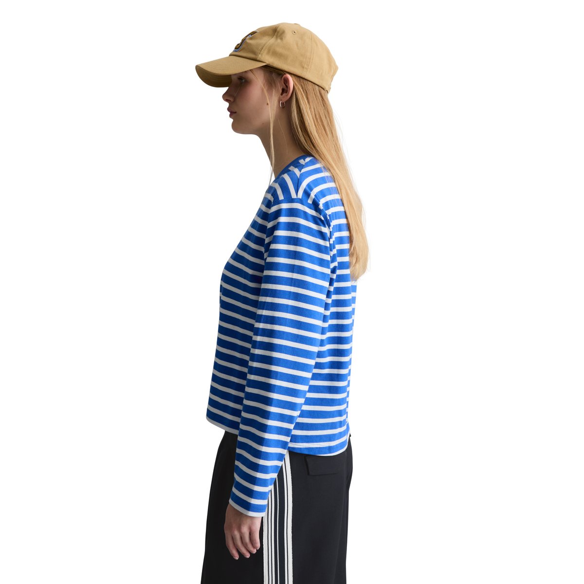 T-shirt long régulier en Heavy Slub Jersey bleu moyen, MARC O’POLO DENIM