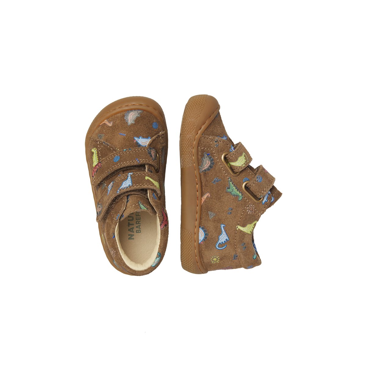Chaussures premiers pas en suède BAREFOOT AMUR VL marron clair-céleste, NATURINO