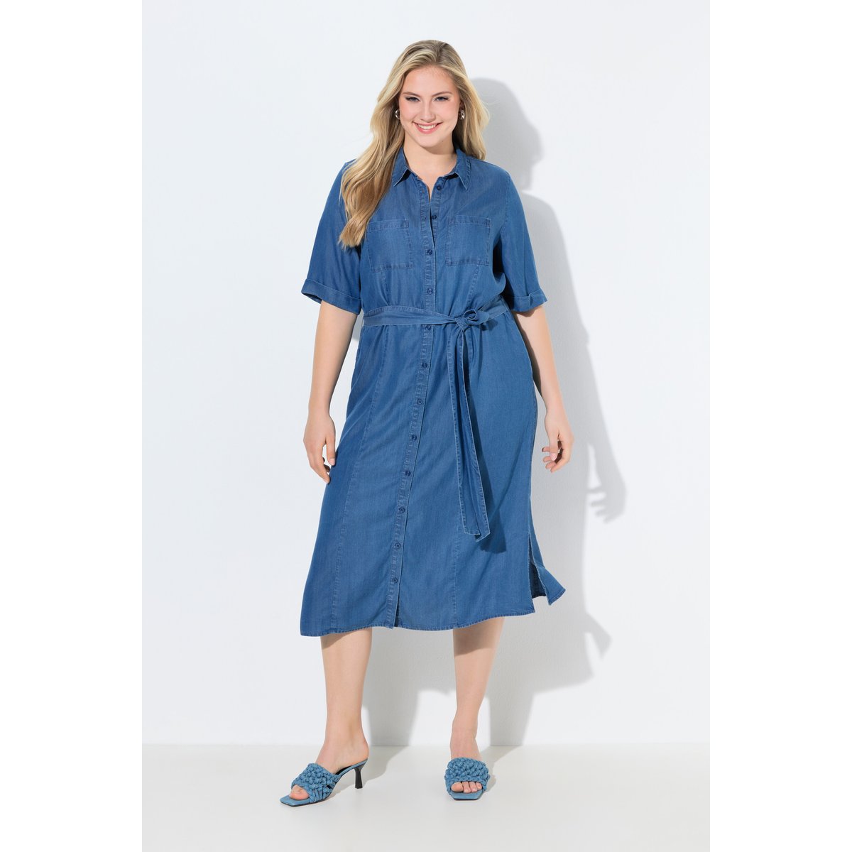 Robe-chemisier bleu jean, ULLA POPKEN