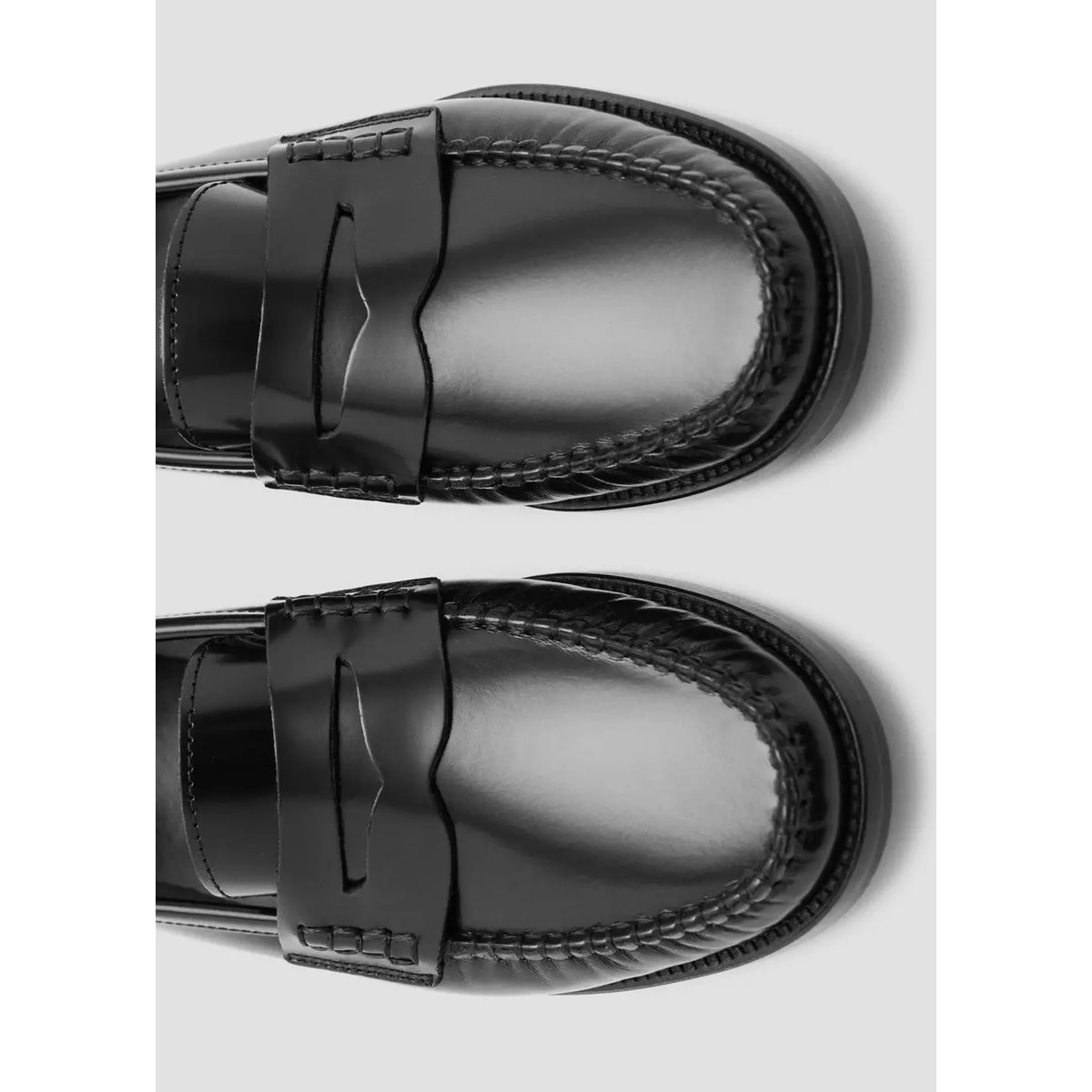 Mocassins cuir froncé noir, MANGO