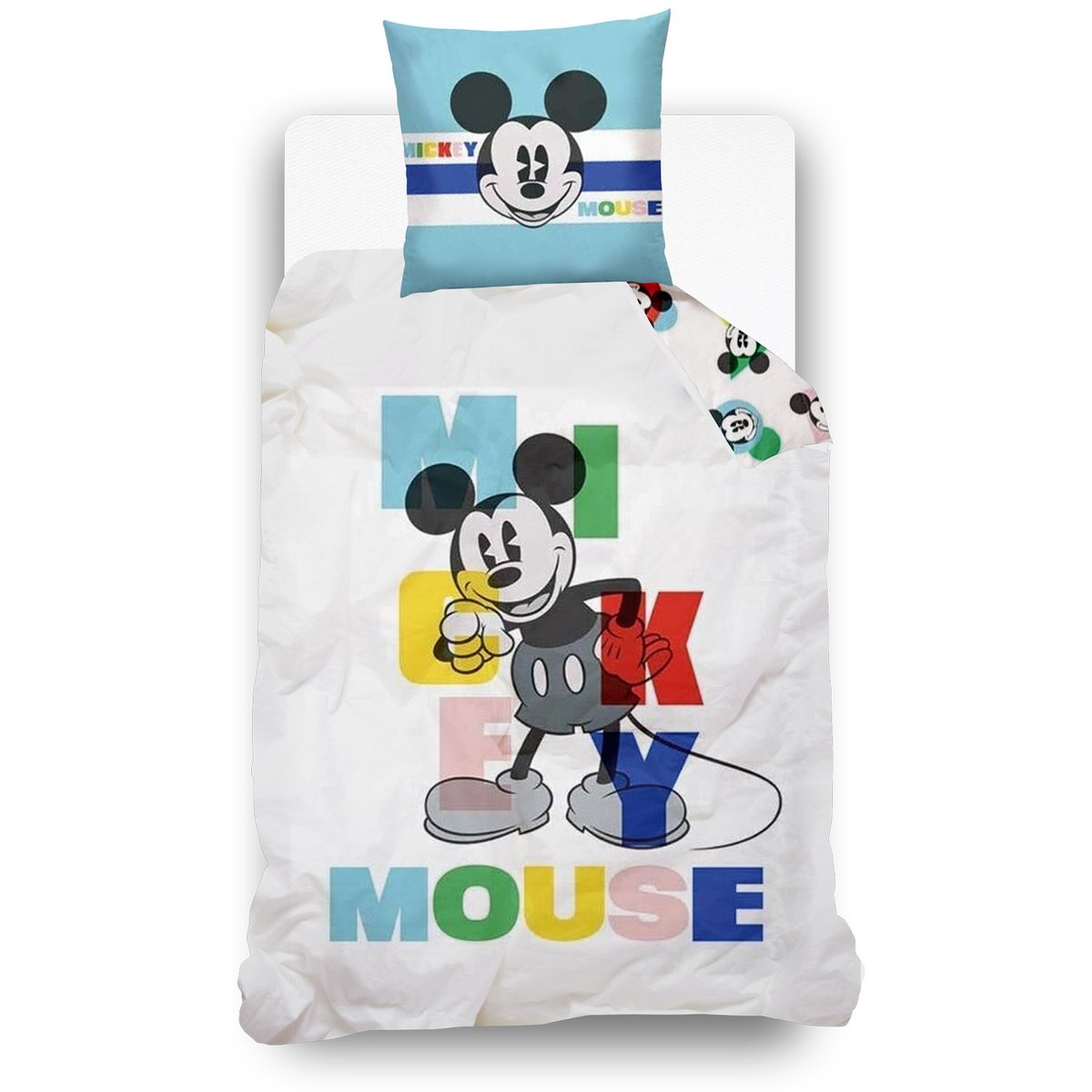 Parure de lit coton Disney, MICKEY MOUSE COLOR BLOC blanc, DISNEY