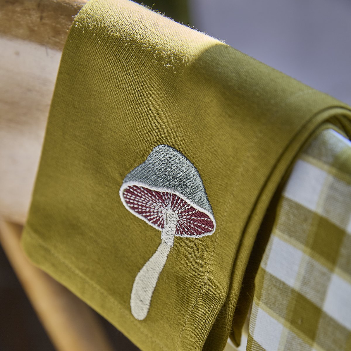 Lot de 4 serviettes de table AUTOMNE olive, SYLVIE THIRIEZ