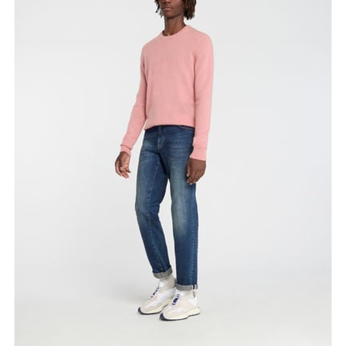 Pull droit uni nachron en cachemire rose poudré, GALERIES LAFAYETTE
