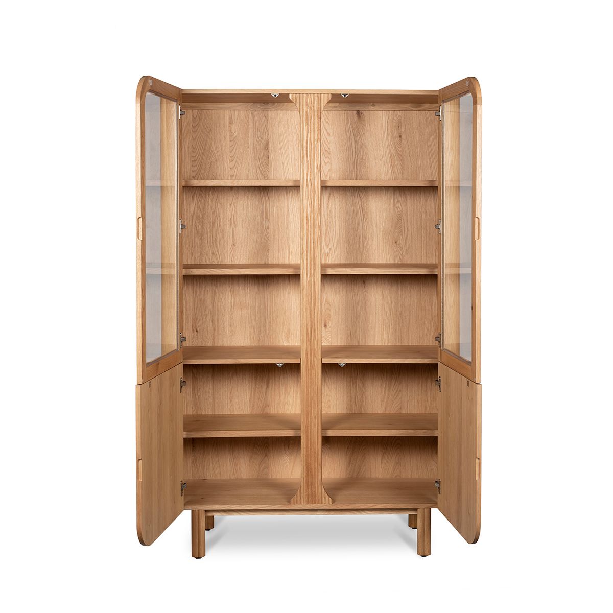 Vitrine 4 portes 2 en verre et 2 en bois naturel, ZAGO