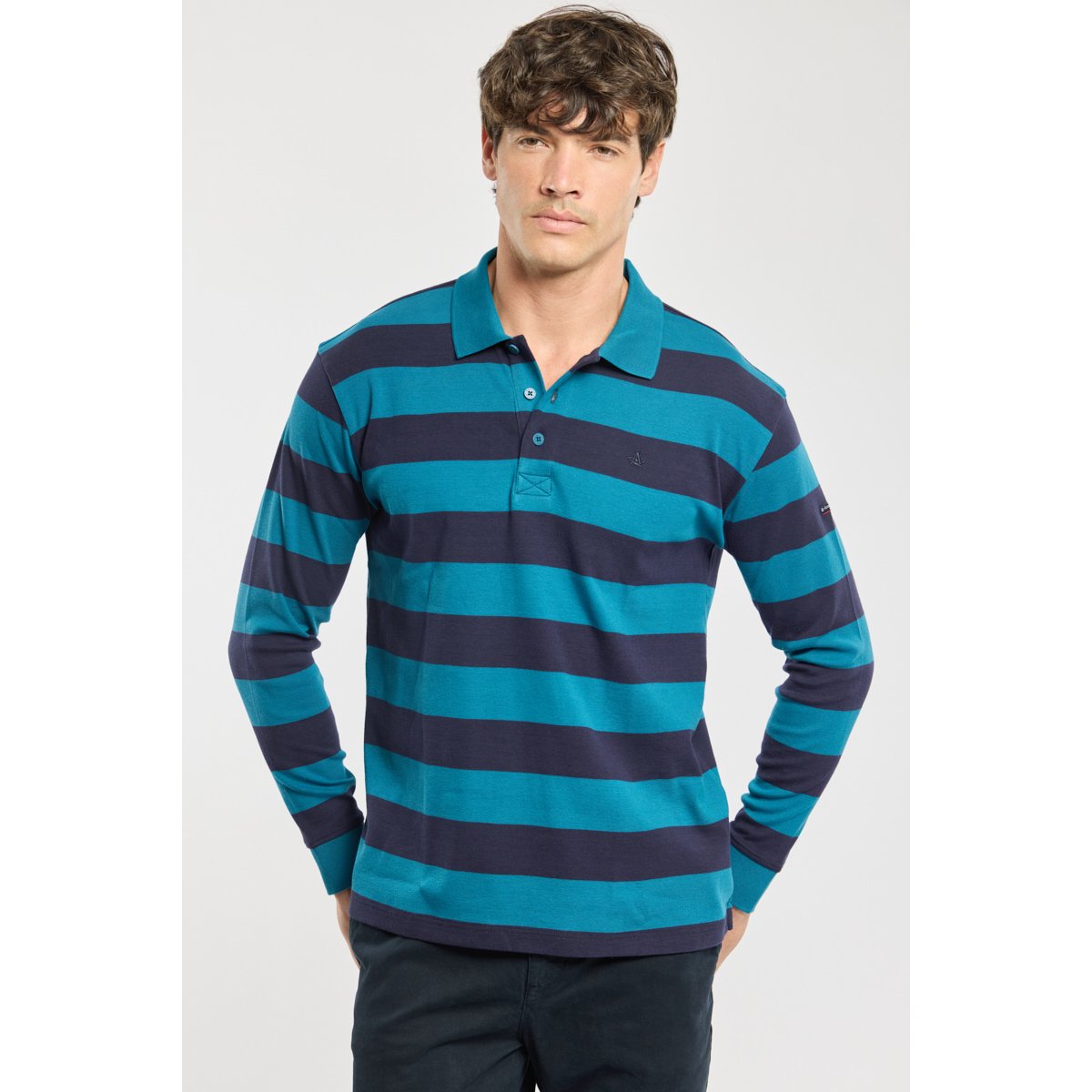 Polo rayé - coton bleu glacial/navire, ARMOR-LUX