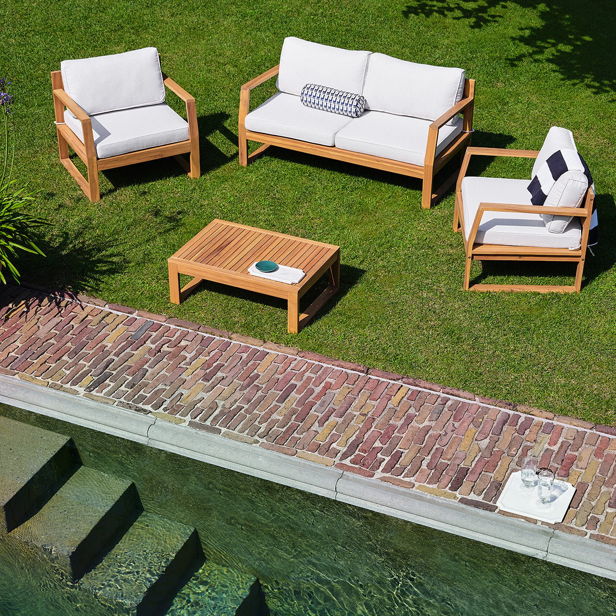 Salon de jardin en acacia massif MILOS heather_light_grey, BERAH GETAH