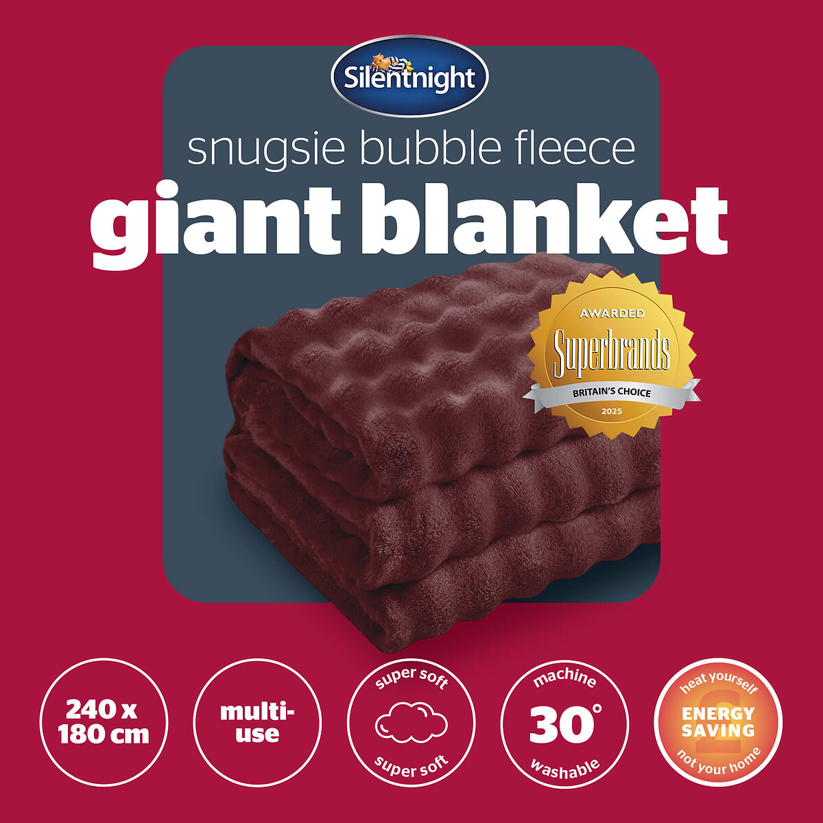 Bubble Fleece Giant Blanket berry, SILENTNIGHT