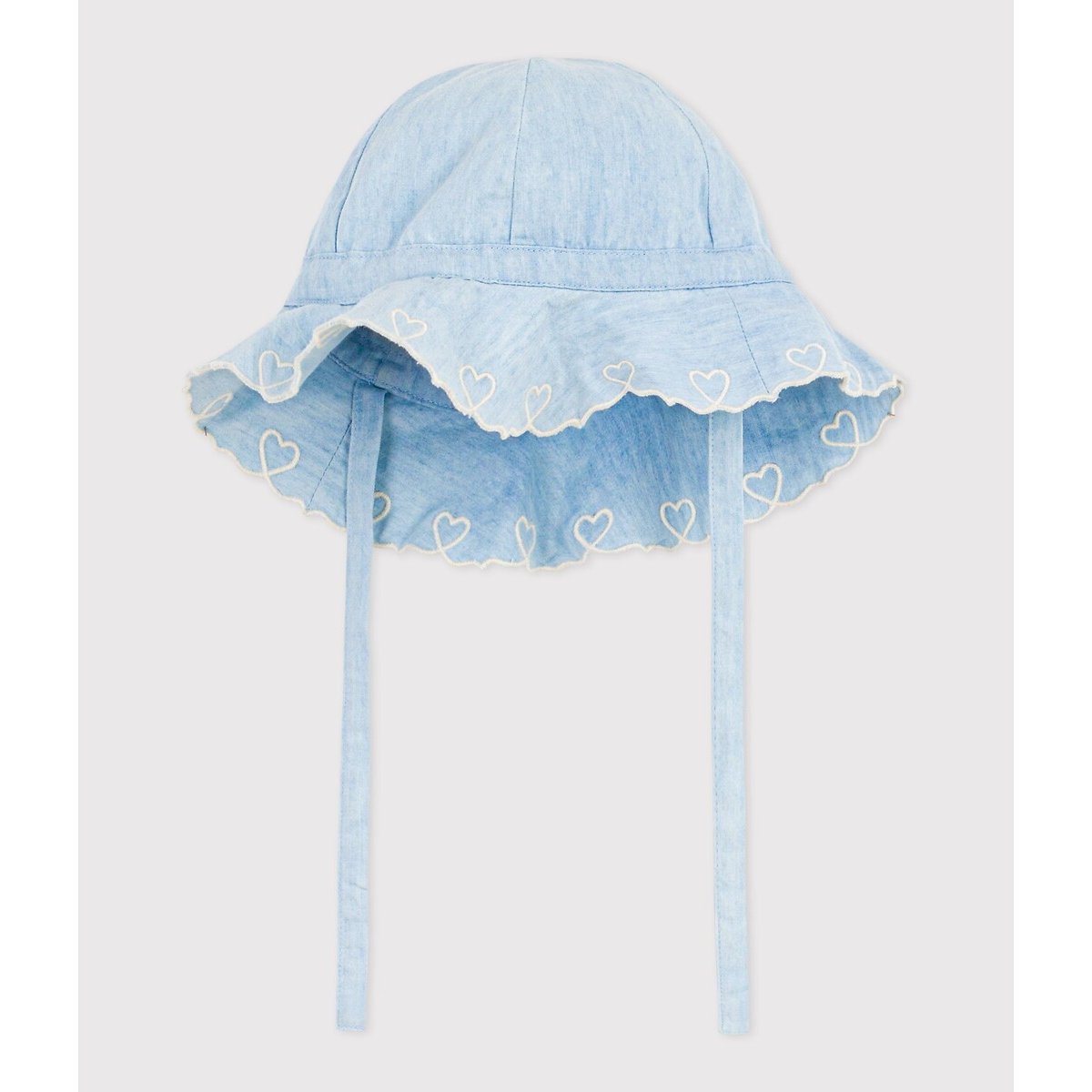 Cappellino a tesa larga in chambray blu denim, PETIT BATEAU