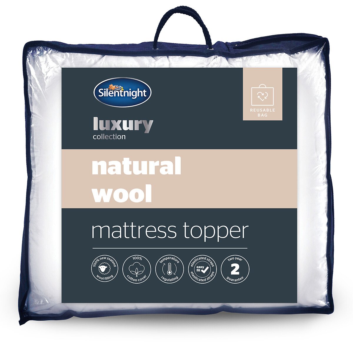 Natural Wool Mattress Topper white, SILENTNIGHT