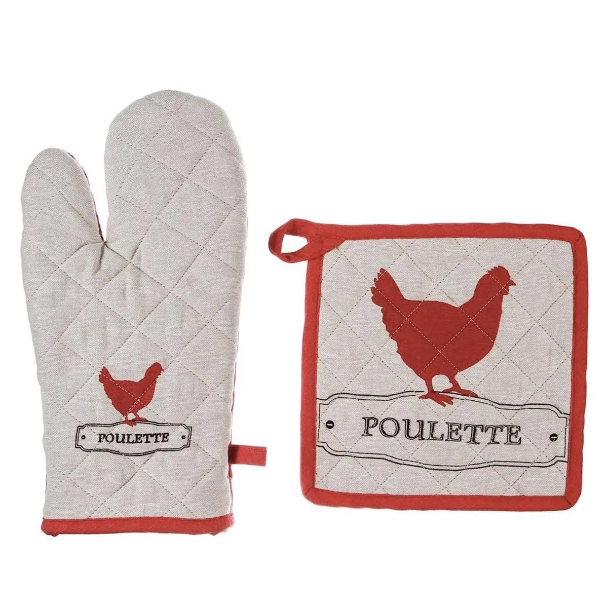 Gant et manique de cuisine Poule rouge, EDEN